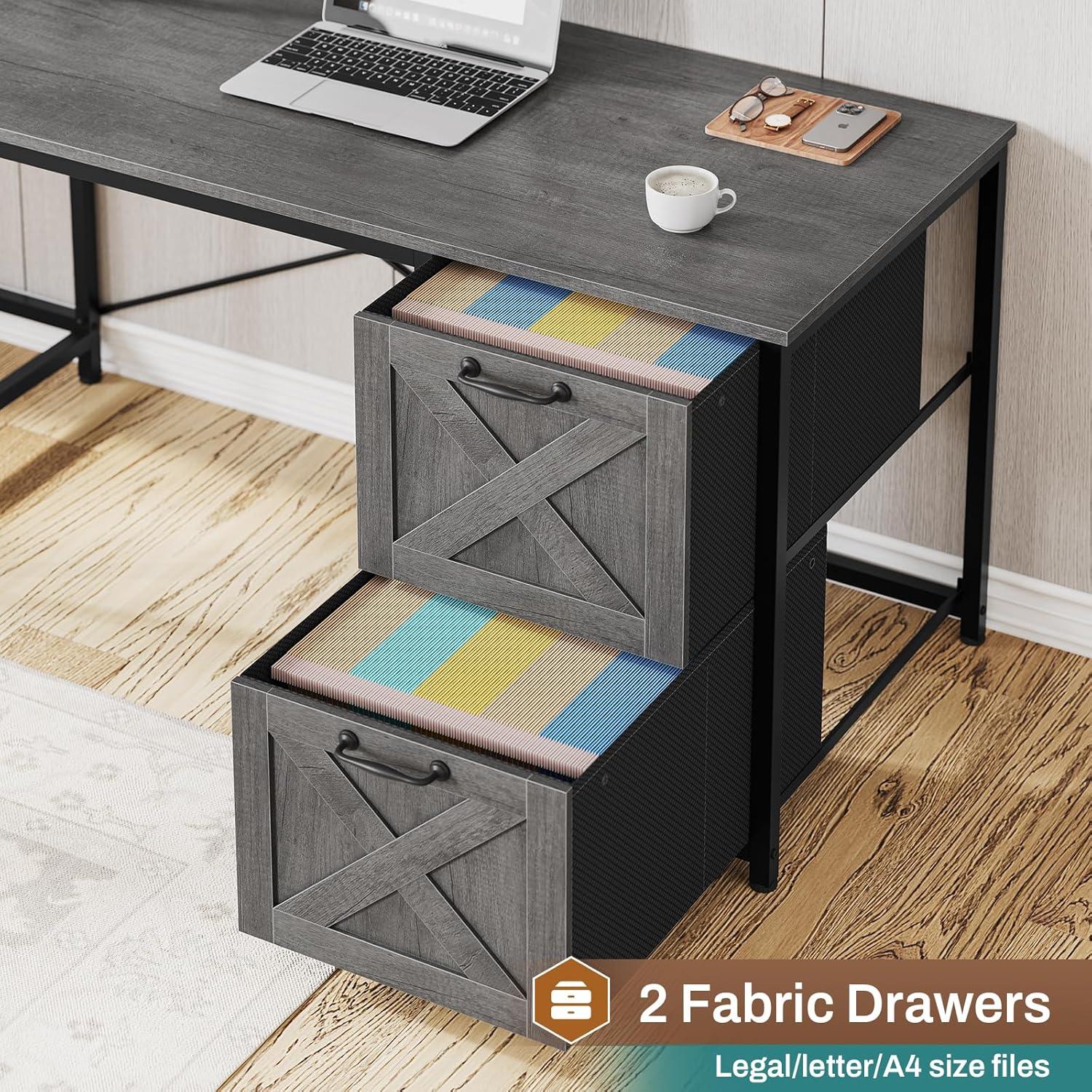 L-Shaped Computer Desk with LED Lights & Hutch & Pegboard, Reversible Gaming Desk with Monitor Stand & Drawers for Home Office, Black