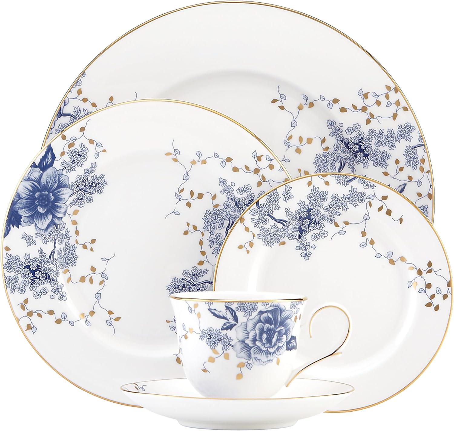 Garden Grove Blue Floral Porcelain 5-Piece Place Setting