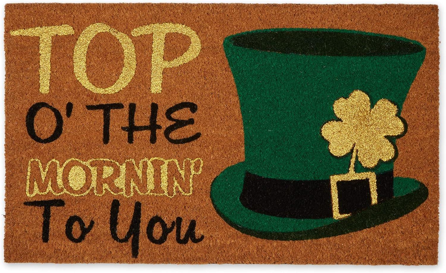 Design Imports  Top O' The Mornin' To You! Glitter Doormat