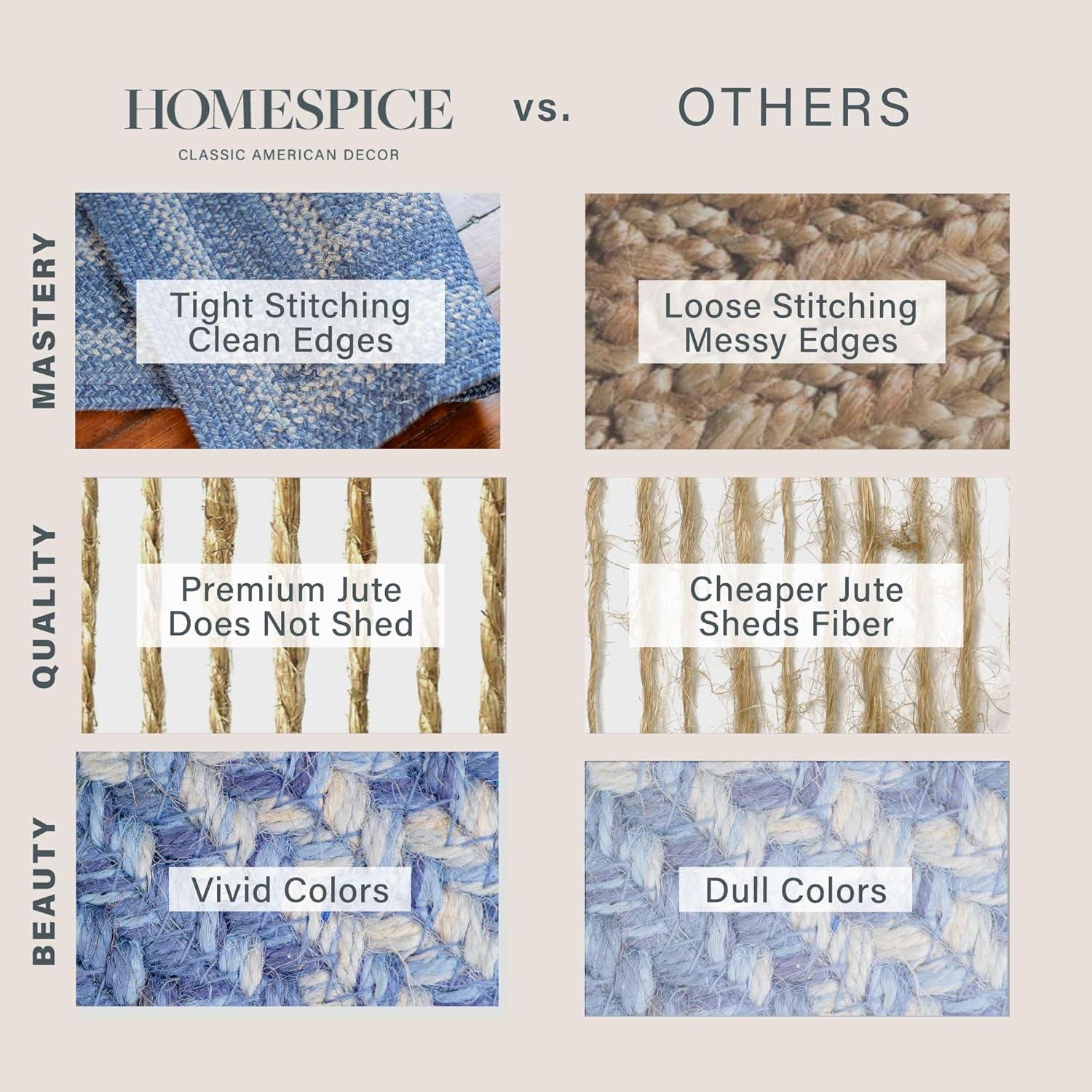 Damell Braided Non-Shedding Reversible Jute Blue Rug