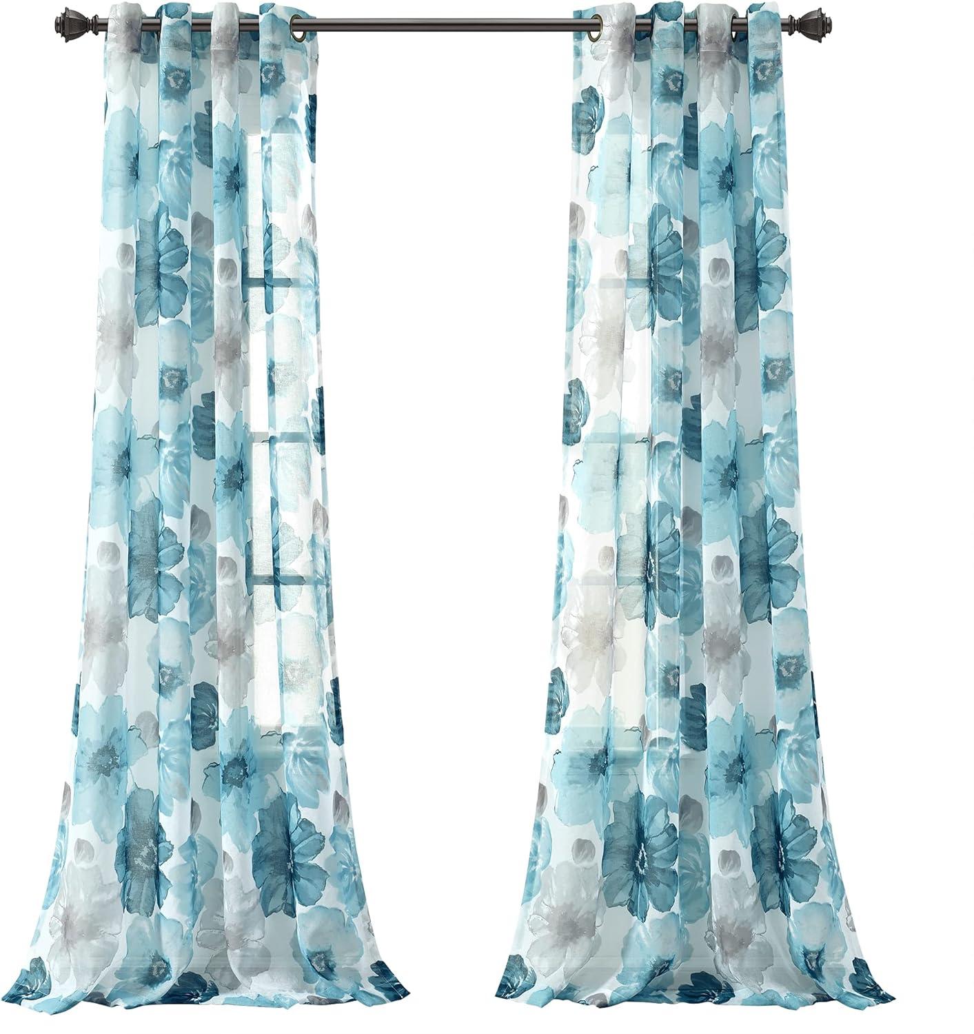 Leah Polyester Sheer Curtain Pair (Set of 2)