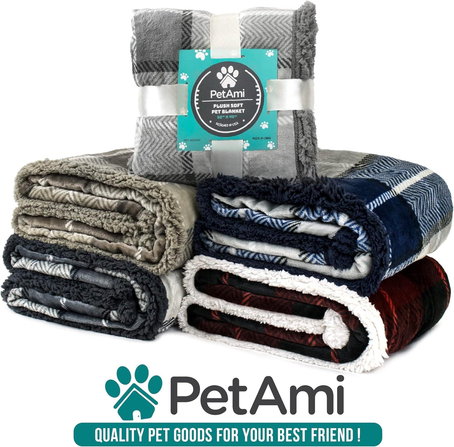 PetAmi Waterproof Dog Blanket For Small Medium Dog, Pet Puppy Blanket Couch Cover Protection, Sherpa Fleece Cat Blanket  Couch Sofa Bed Furniture Protector Reversible Soft Washable 29x40 Checker Red