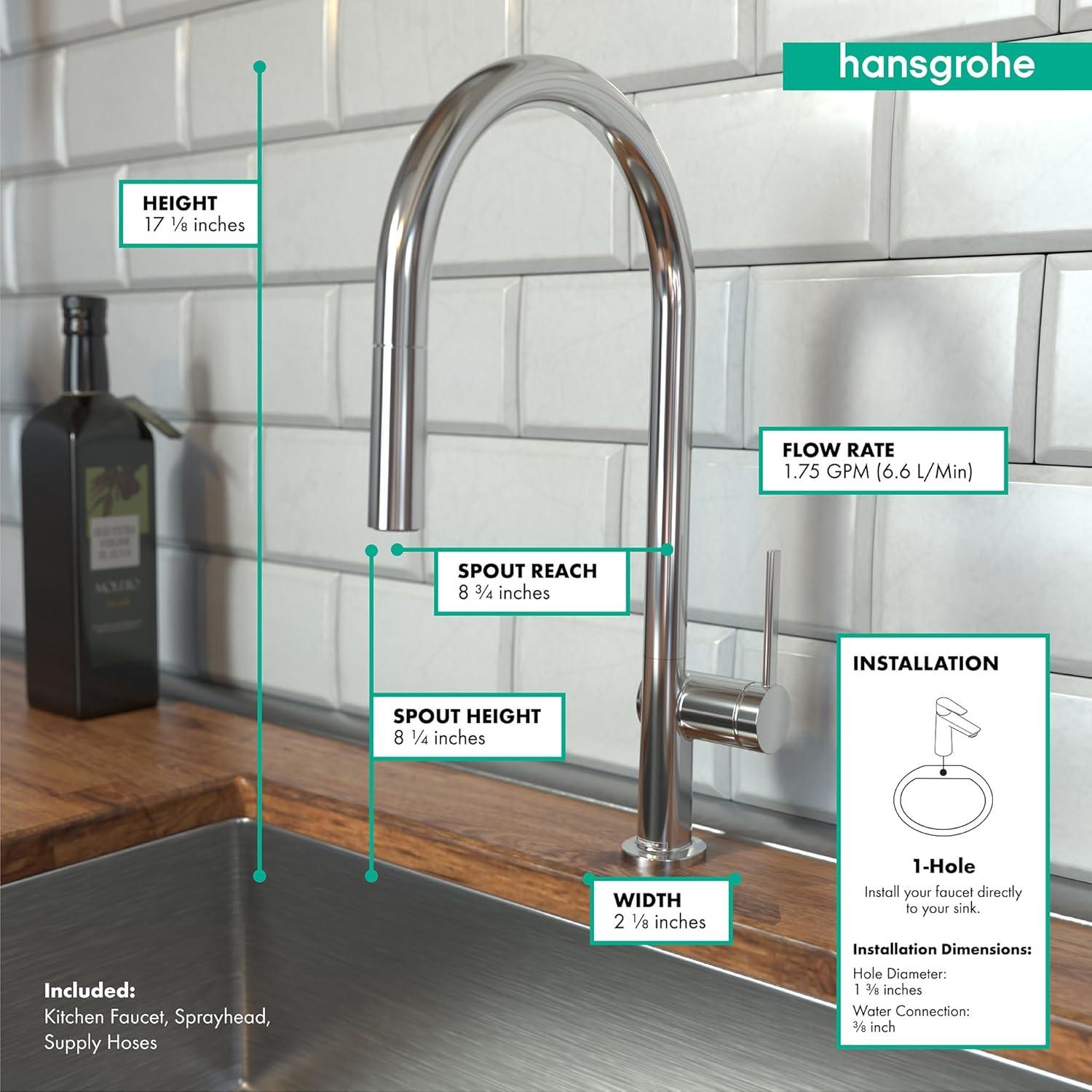 hansgrohe Talis N HighArc Kitchen Faucet, O-Style 2-Spray Pull-Down, 1.75 GPM