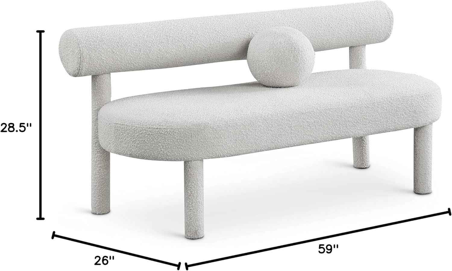 Meridian Furniture Parlor Cream Boucle Fabric Bench