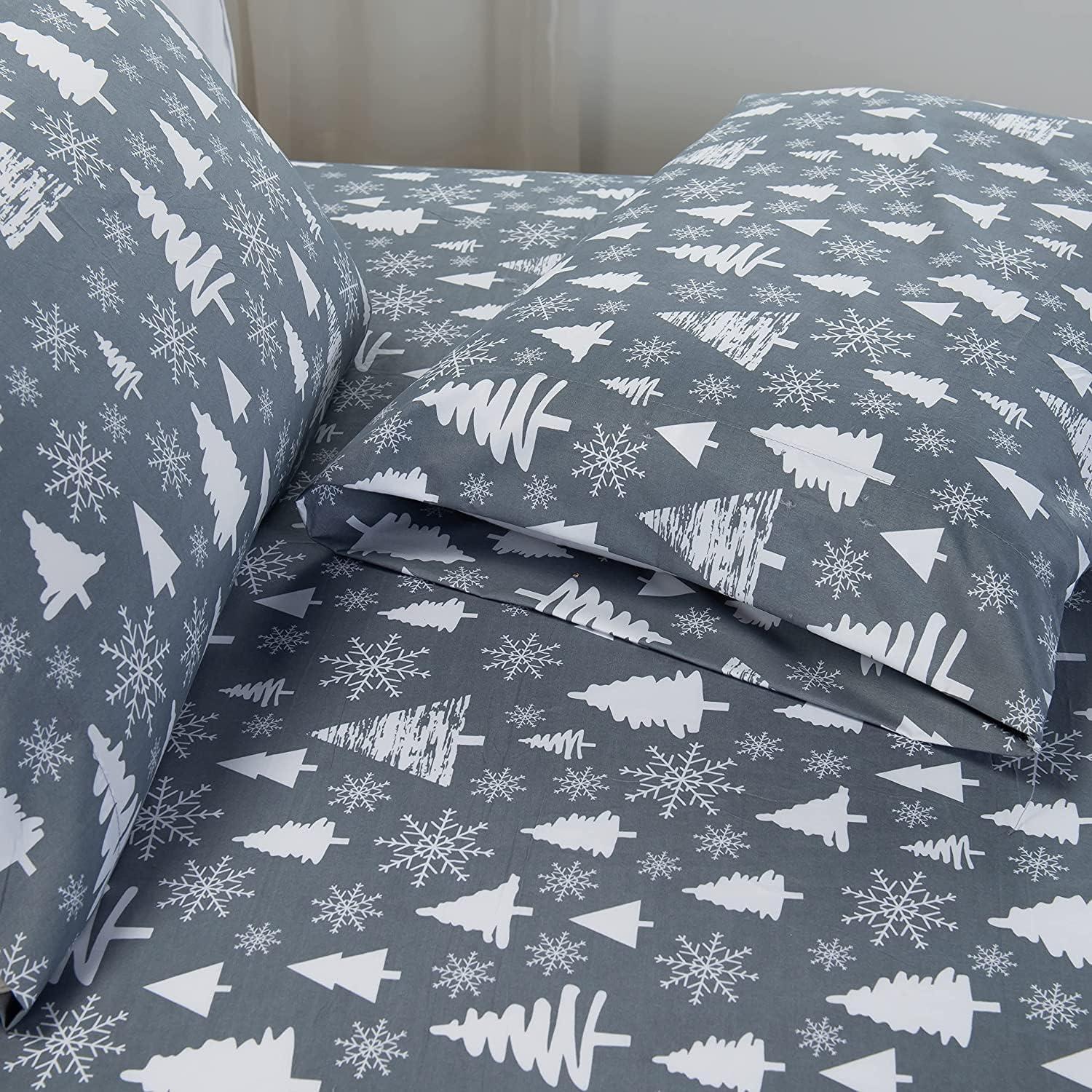 Holiday Pattern 1500 Thread Count Sheet set (6-Piece) Bedding Set, Queen, Burgundy Reindeer