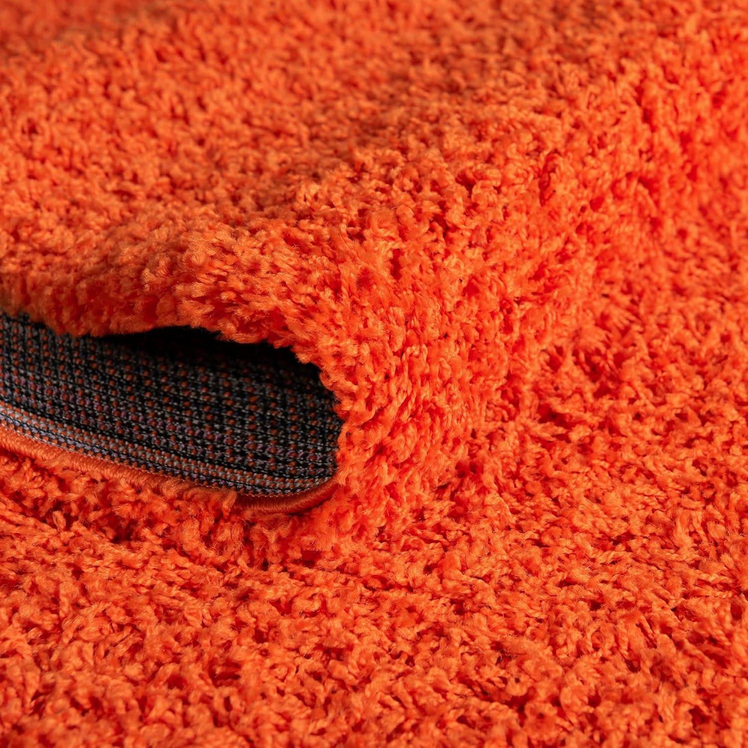 Unique Loom 5' 0 x 8' 0 Solid Shag Tiger Orange Area Rug