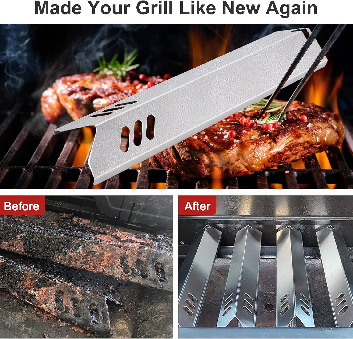 Unicook 15 Inch Grill Heat Plates for Dyna-Glo, Grill Burner Covers, Grill Parts Porcelain Heat Shields for Backyard, 4 Pack