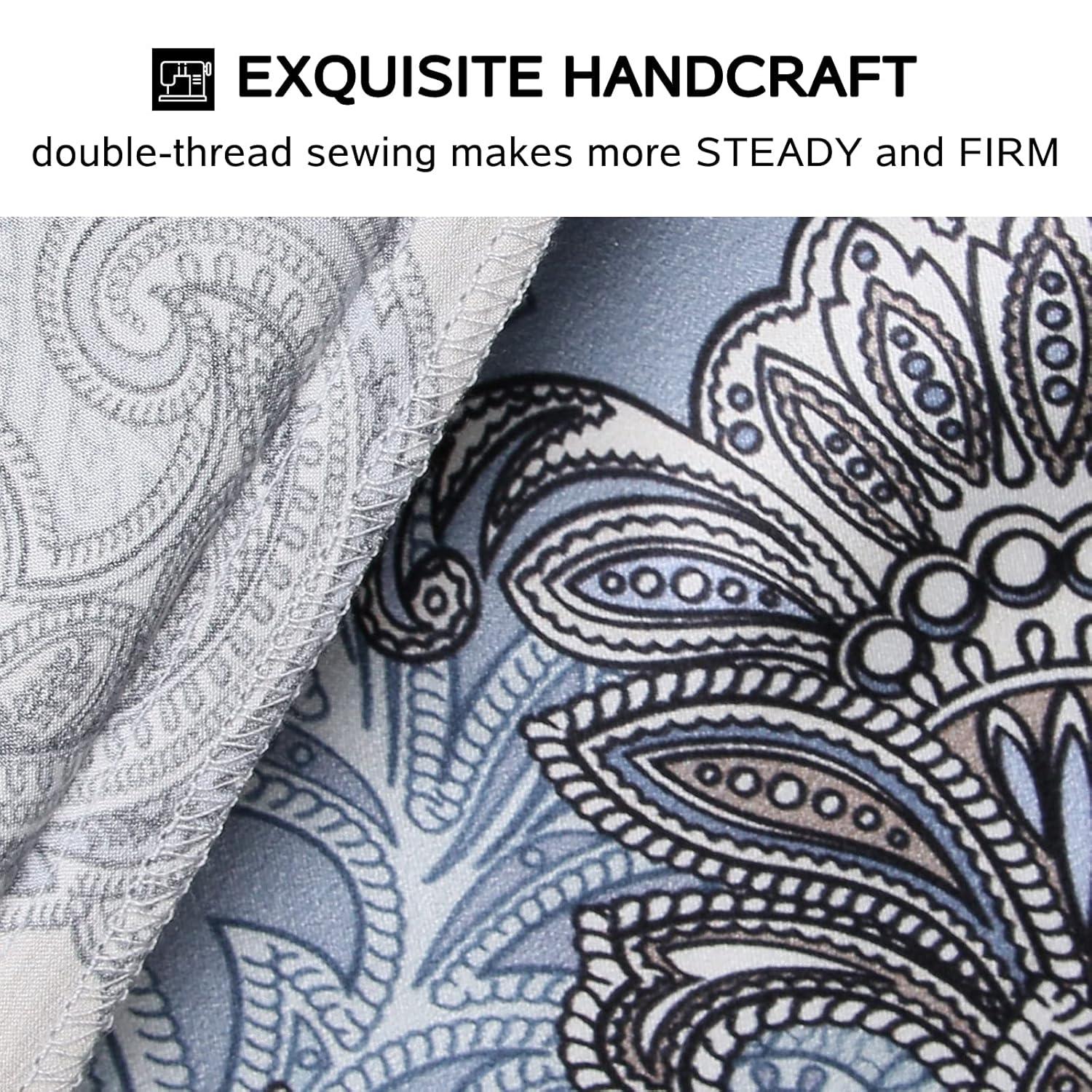 MANSPHIL 22 Momme Silk Paisley Pillowcase, Blue Gray Floral Print, 100% Mulberry Silk Pillow Cases Cover Zipper Closure, Hypoallergenic Beauty Care- Standard Size, 20" x 26"
