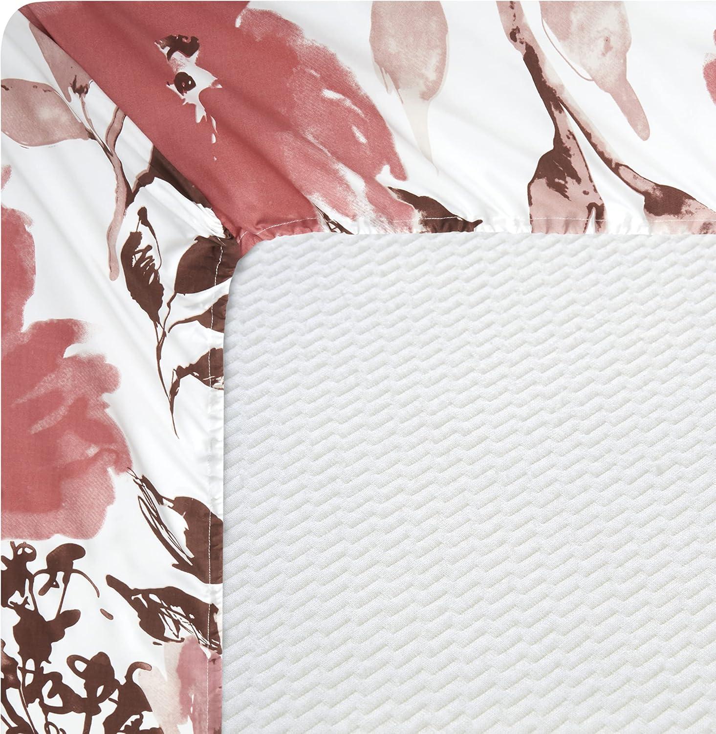 Queen Pink Floral Polyester Bamboo Deep Pocket Sheet Set