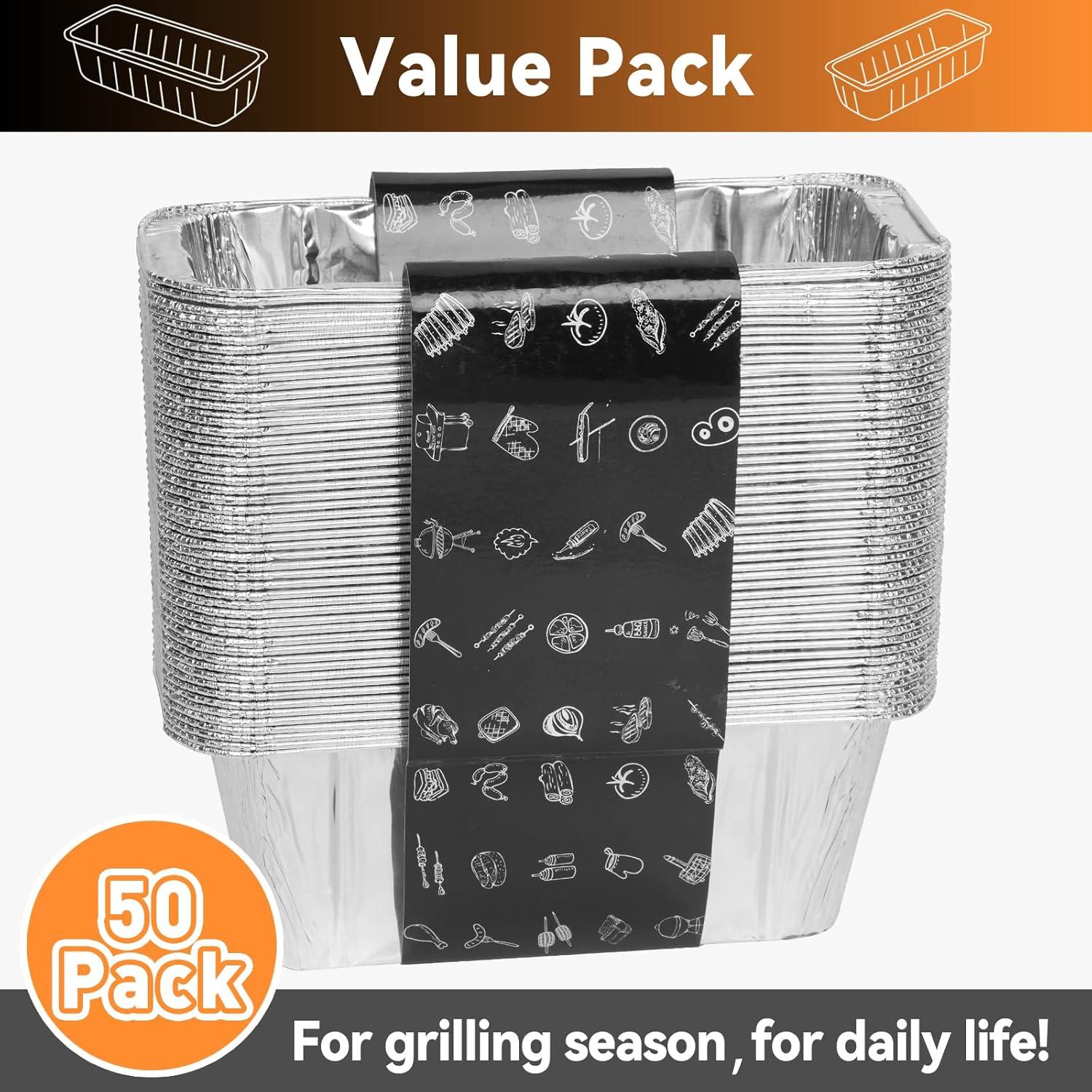 50 Pack Grease Cup Liners for Blackstone 17, 22, 28, 30, 36 Inch Griddle with Rear Grease Cup, Disposable Aluminum Foil Drip Pan, 8 x 3.7 Inch