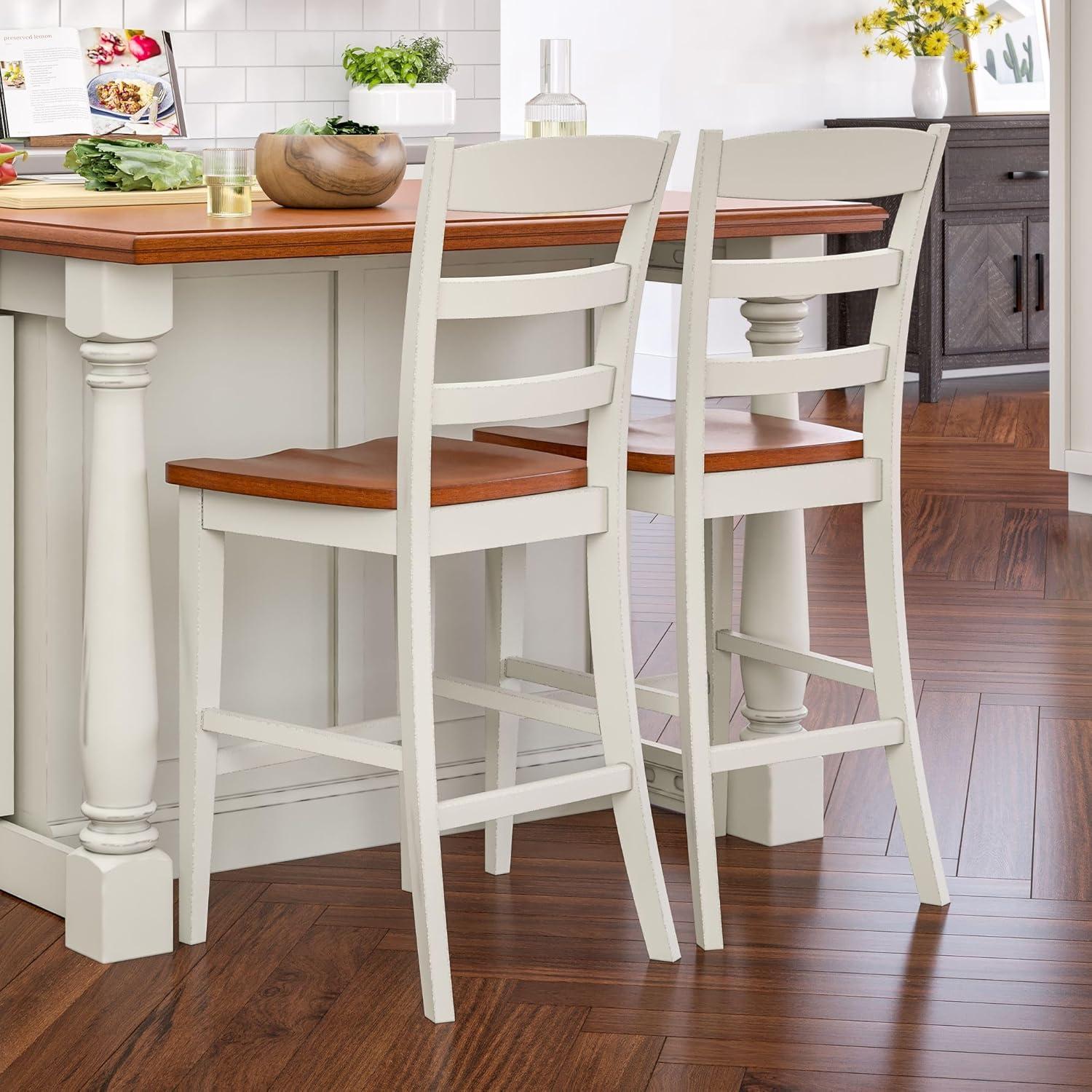 Monarch Counter Height Barstool Off White - Homestyles: Hardwood Island Chairs, Kitchen Stool with Back