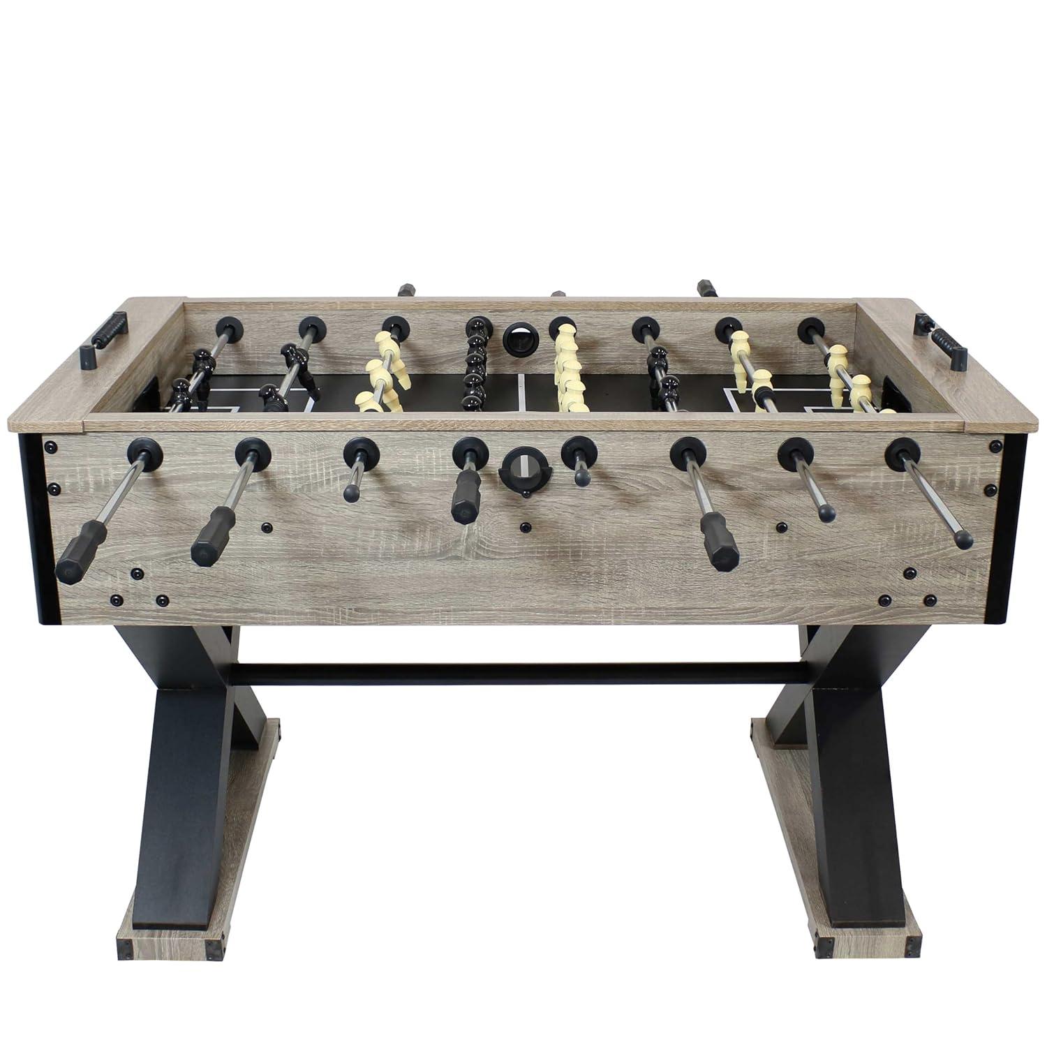 Sunnydaze Indoor Faux Rustic Distressed Wood Delano Foosball Soccer Game Table with Manual Scorers - 54" - Gray