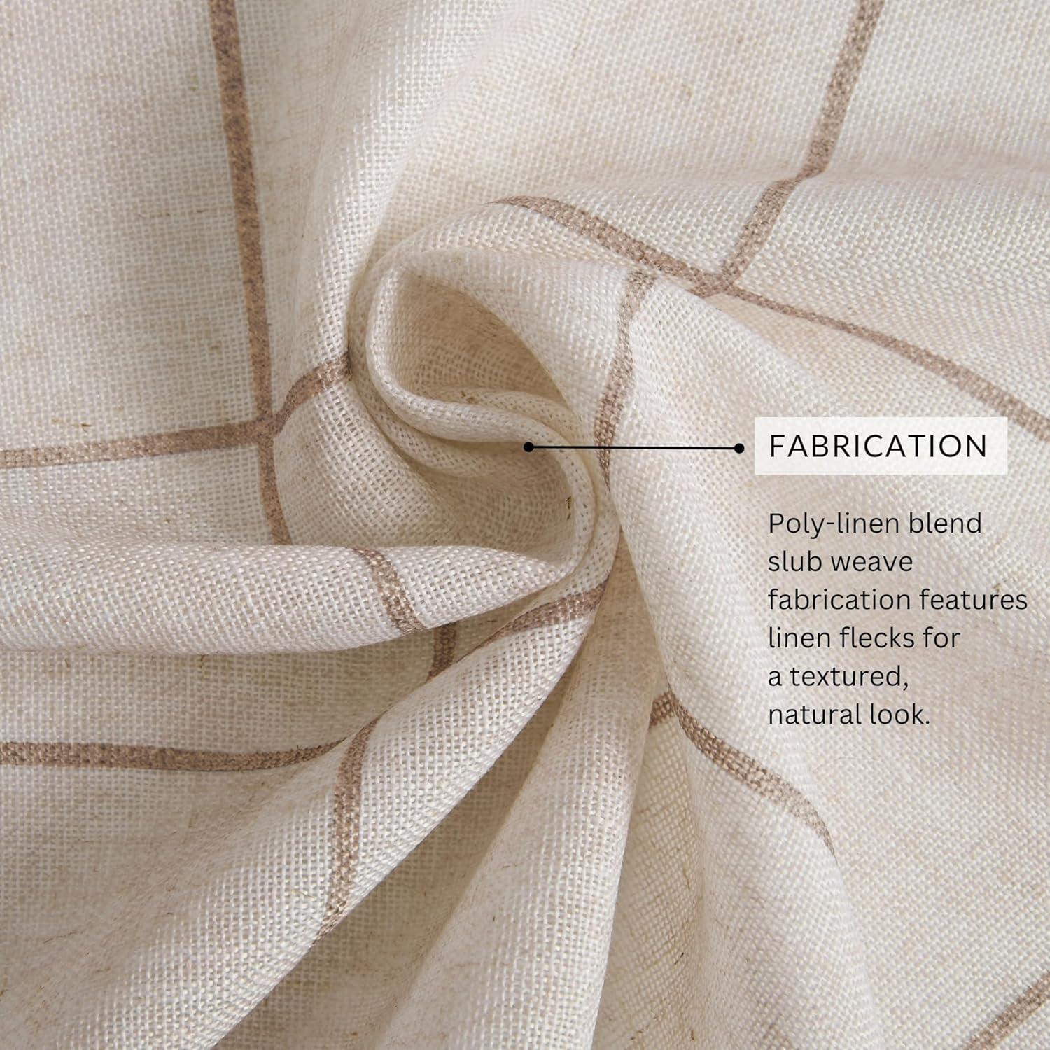 Brighton Windowpane Plaid Lined Room Darkening Single Window Curtain Panel  - 52" x 95" - Linen - Elrene Home Fashions