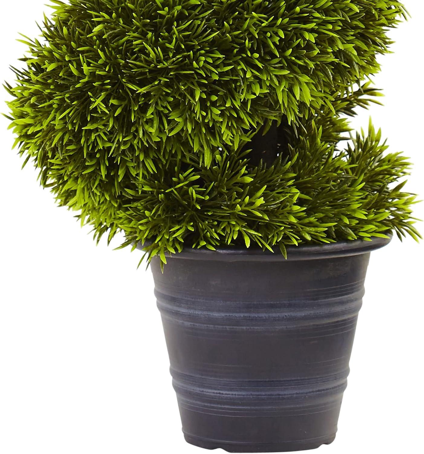 Nearly Natural 3-ft Grass Spiral Topiary with Deco Planter