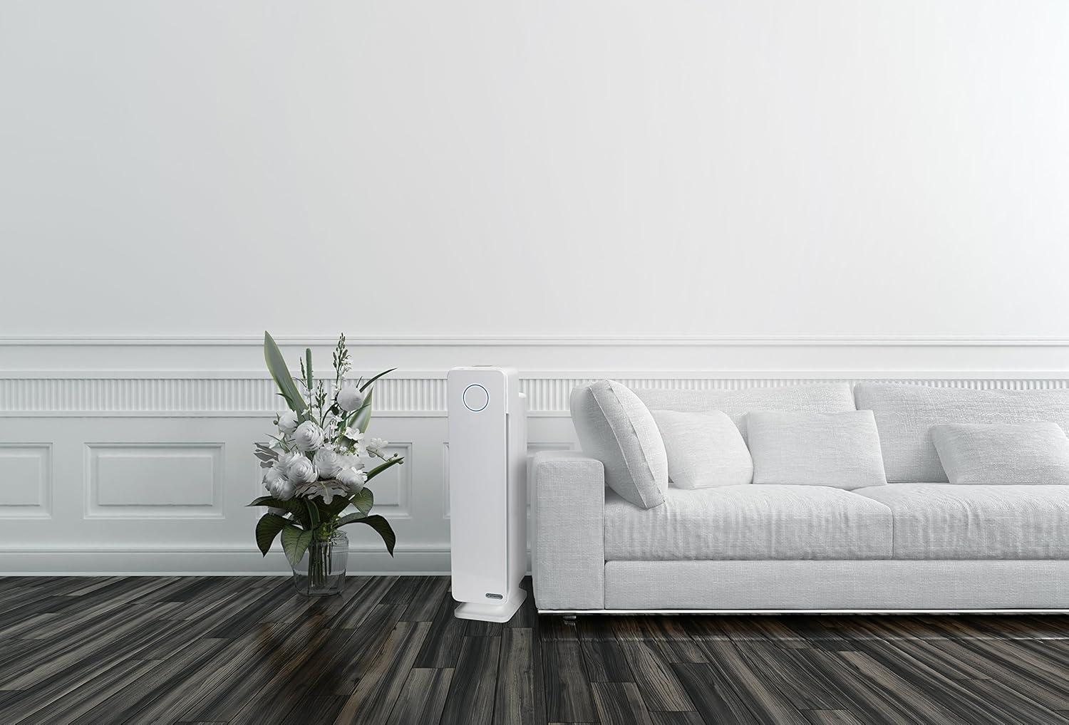 GermGuardian 5-In-1 HEPA Air Purifier for Home, Pet Air Purifier with HEPA Air Filter & UV-C Light, AC4300BPTCA, 743 Sq. Ft., 22'' Tower, Black