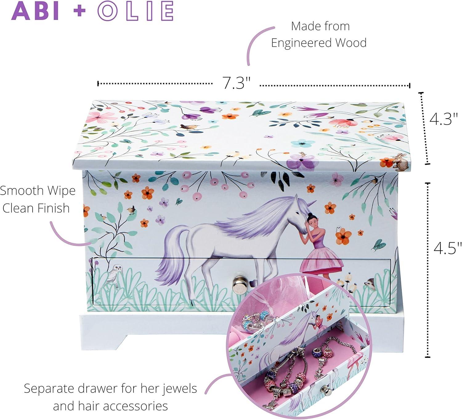 Whimsical Unicorn and Ballerina Musical Jewelry Box with Charm Bracelet Set