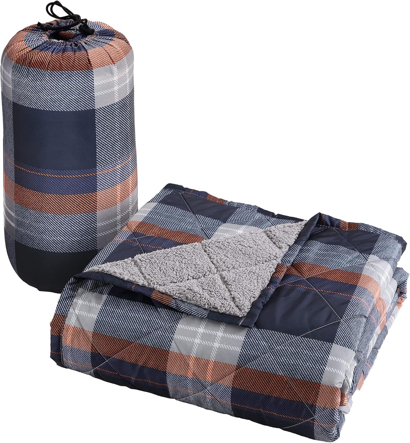 Coleman Coleman Reversible Water Resistant Nylon and Sherpa Diamond Quilted Indoor/Outdoor Throw/Picnic Blanket