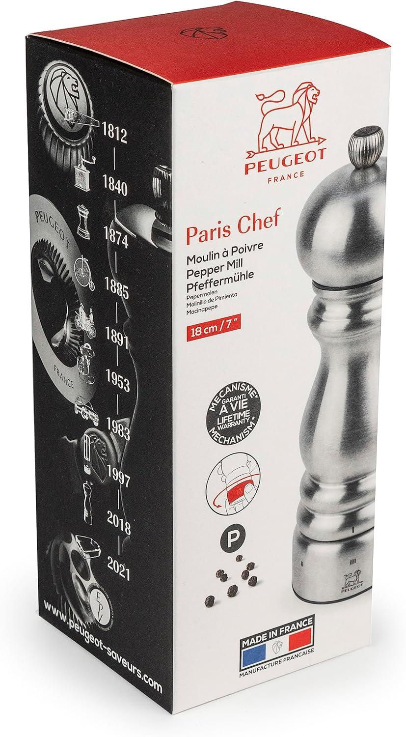 Peugeot | Paris Chef u'Select Pepper Mill, Stainless Steel, 18 cm - 7 in