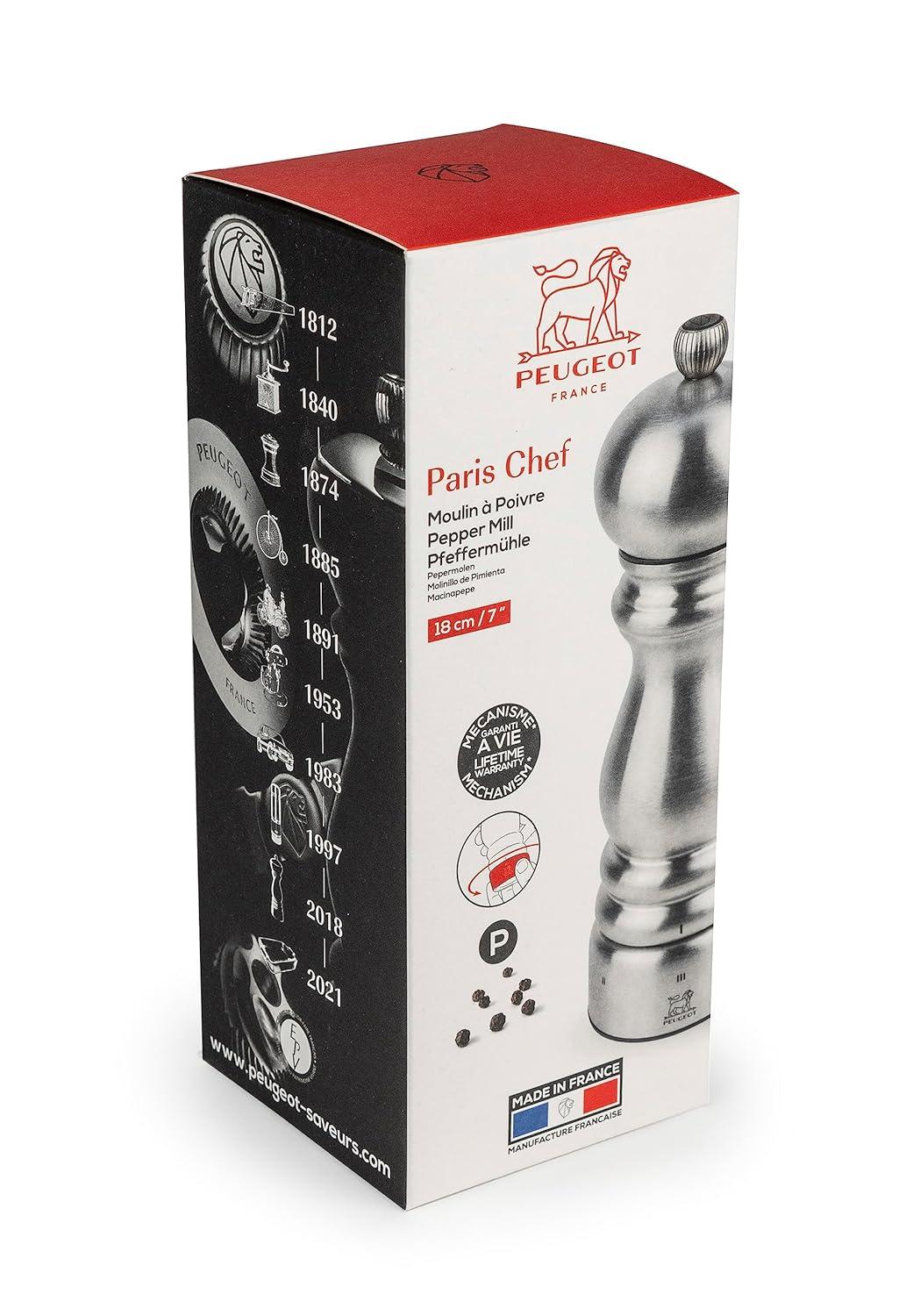 Peugeot | Paris Chef u'Select Pepper Mill, Stainless Steel, 18 cm - 7 in