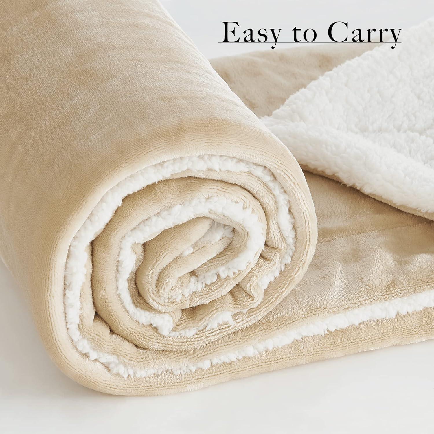 Elegant Comfort Throw Blanket, Reversible Sherpa Flannel, Ultra-Soft, Fuzzy, Cozy and Plush- All Season Lightweight Decorative Throw, 50 x 60 inches, Solid Sherpa Throw, Black