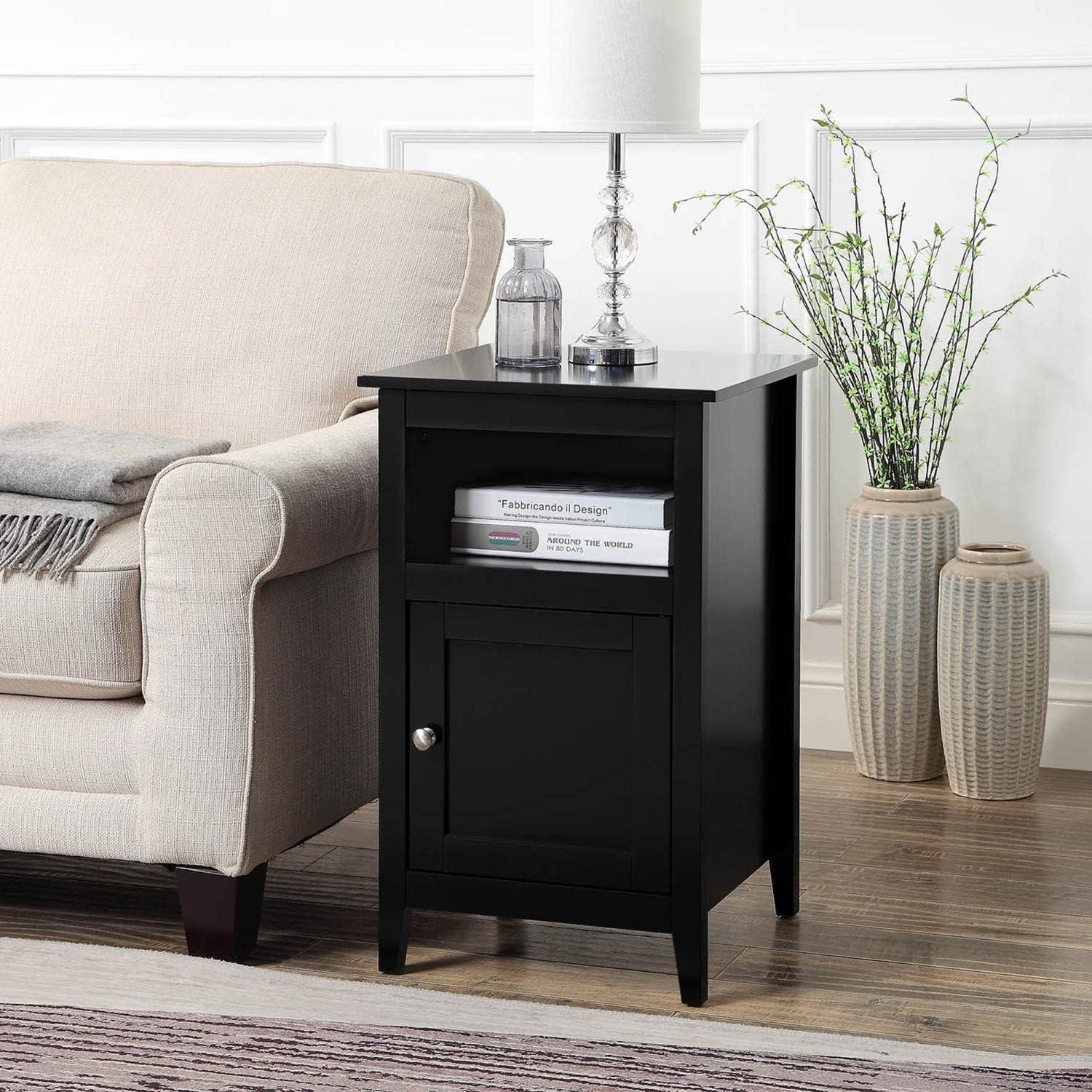 Convenience Concepts Designs2Go Storage Cabinet End Table with Shelf, Black