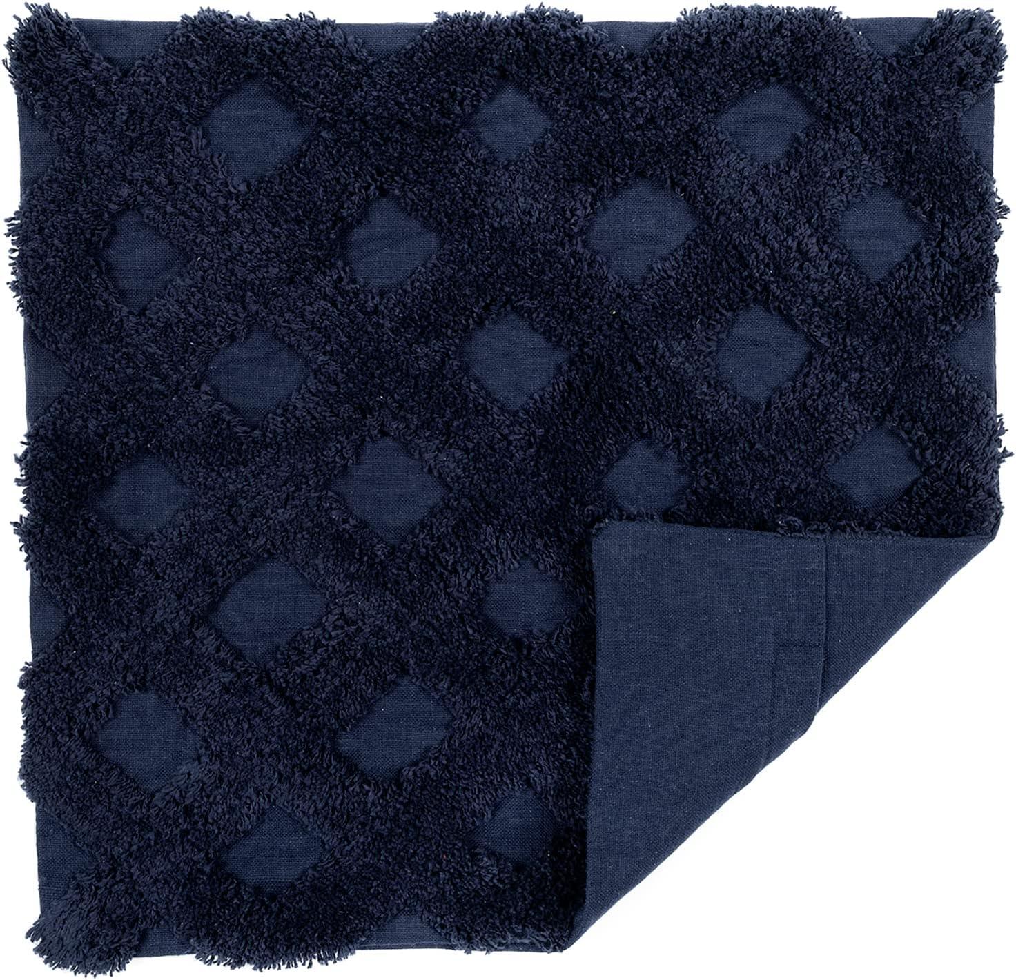 20&#34;x20&#34; Oversize Tufted Diagonal Family-Friendly Square Pillow Cover Navy - Lush D&#233;cor