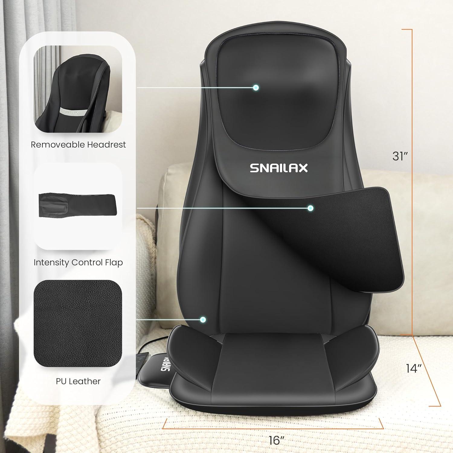 Snailax Shiatsu Full Body Chair Seat Massager, Neck Back Chair Pad with Compression & Heat. SL-229 | Wayfair