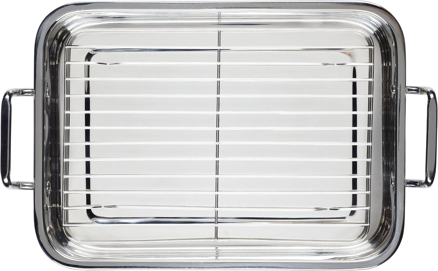 Farberware Farberware Classic Traditions Stainless Steel Roaster / Roasting Pan With Rack, 17-Inch X 12.25-Inch, Stainless Steel