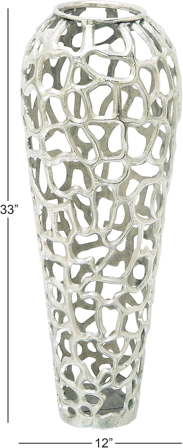 Elegant Silver Coral Aluminum Floor Vase 12" x 33"