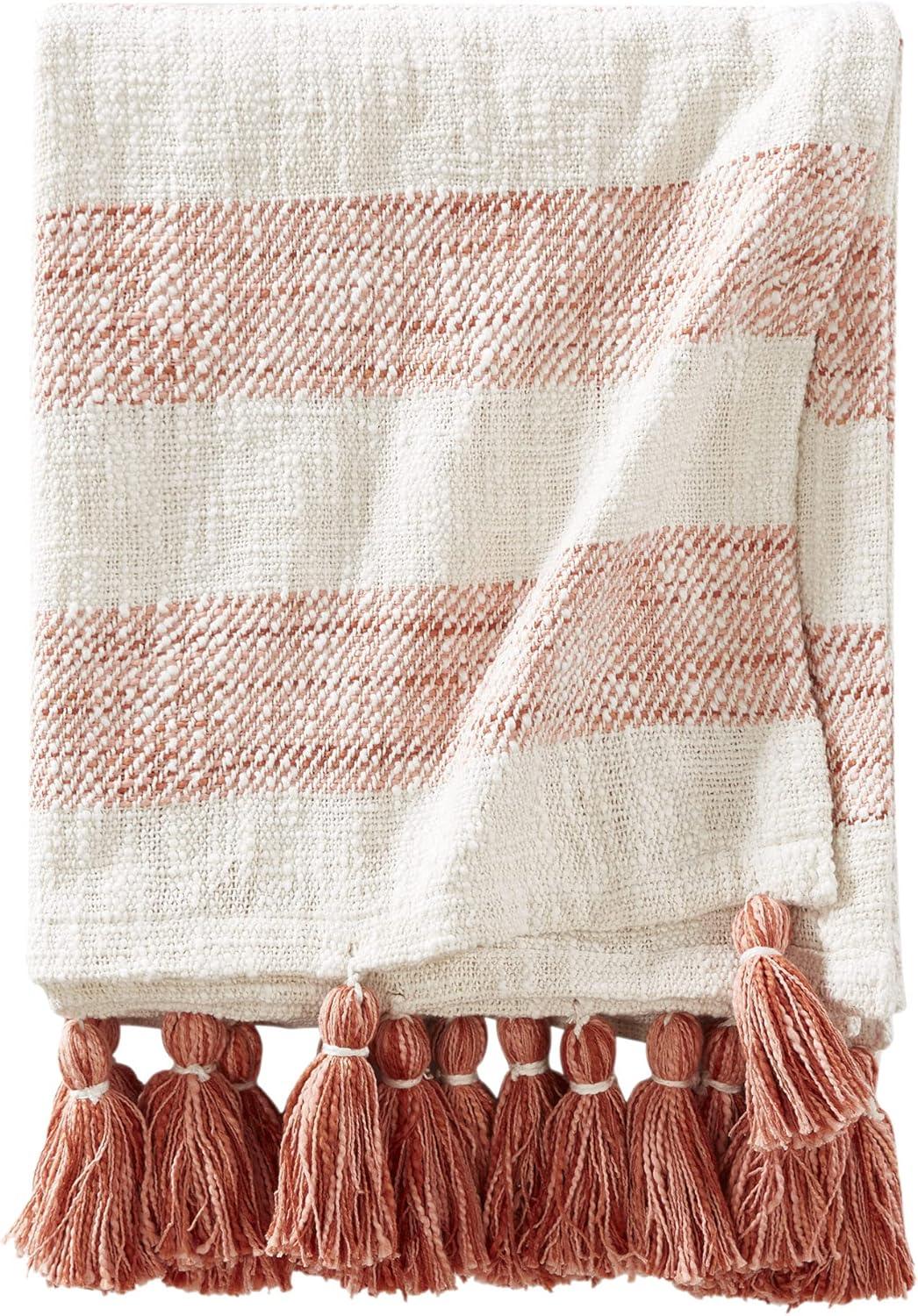 Brielle Home Lara Striped Cotton Throw Blanket