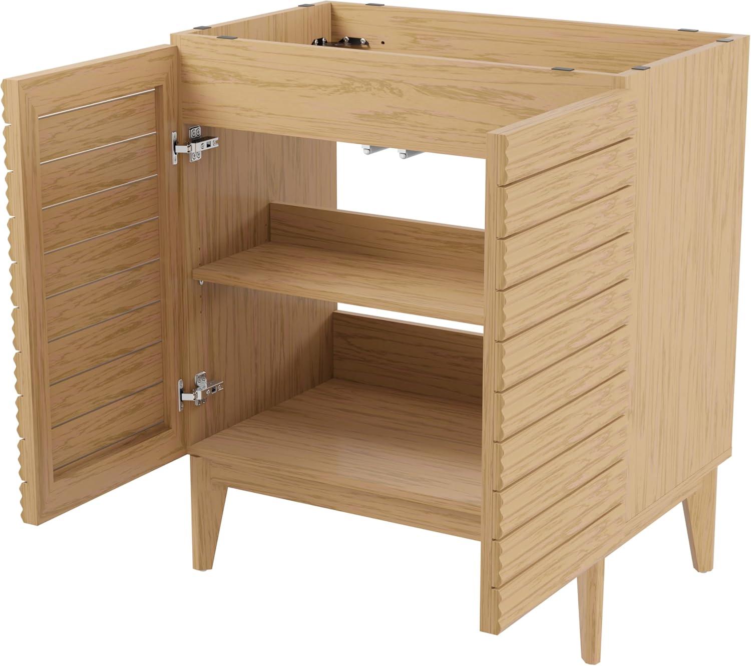 Calandre 30" Slat Modern Farmhouse 2-Shelf Bath Vanity Cabinet Only (Sink Basin not Included)