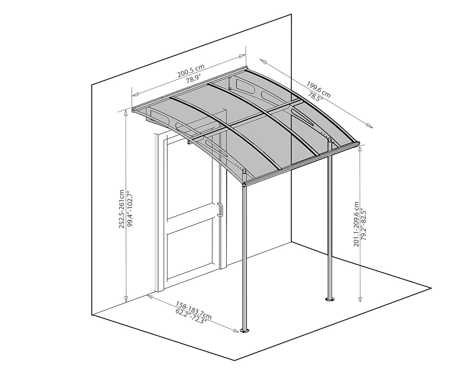 Canopia Palram - Canopia Vega 79.7'' W x 96.3'' D Acrylic Glass Gray Cover Stationary Patio Awning & Reviews | Wayfair