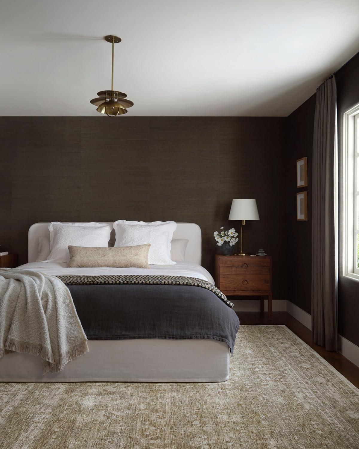 Honora Rug by Amber Lewis x Loloi - Khaki and Beige / 3'9" x 5'9"
