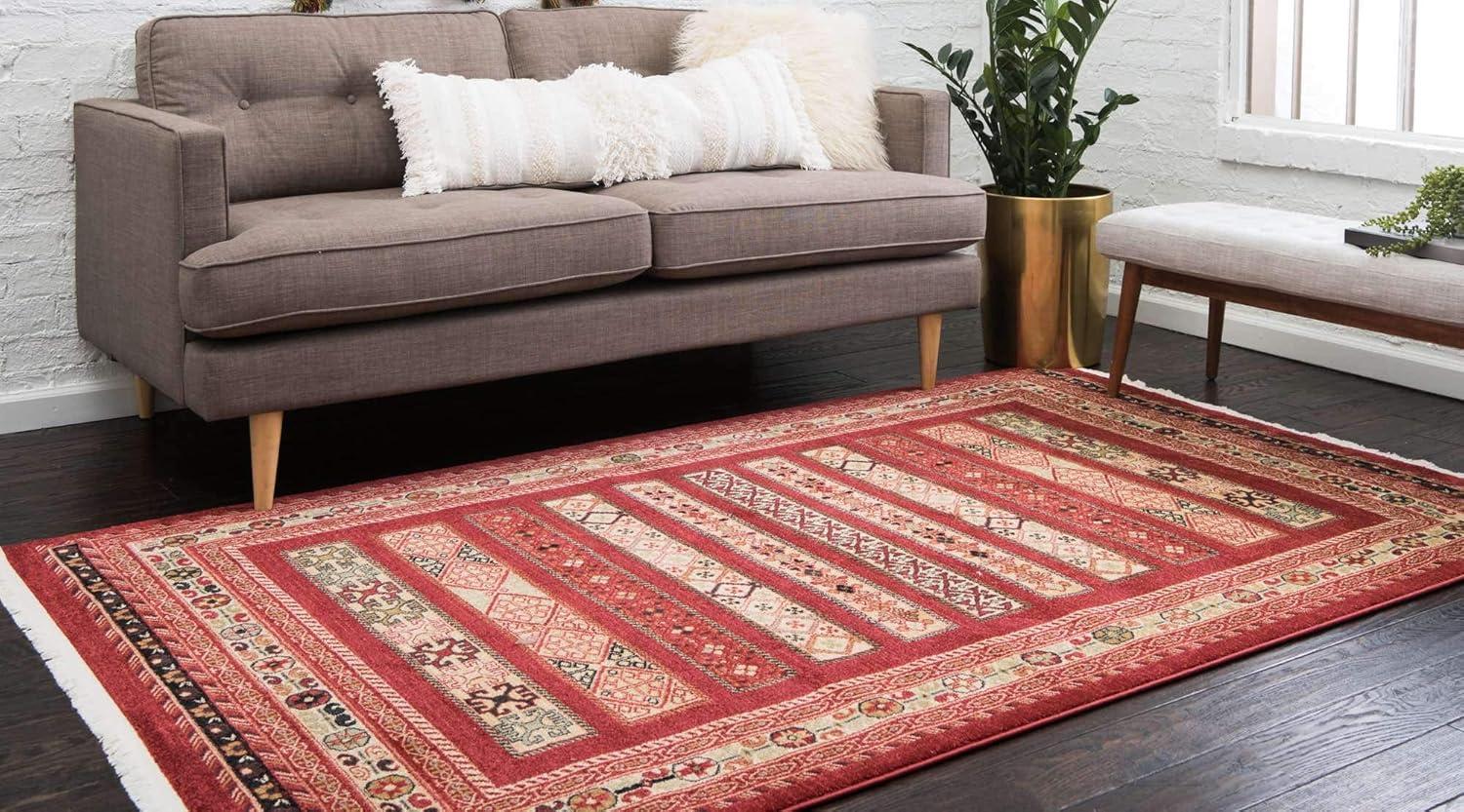 Unique Loom Fars Collection Area Rug - Pasadena (4' 1" x 6' 1" Rectangle Rust Red/Black)