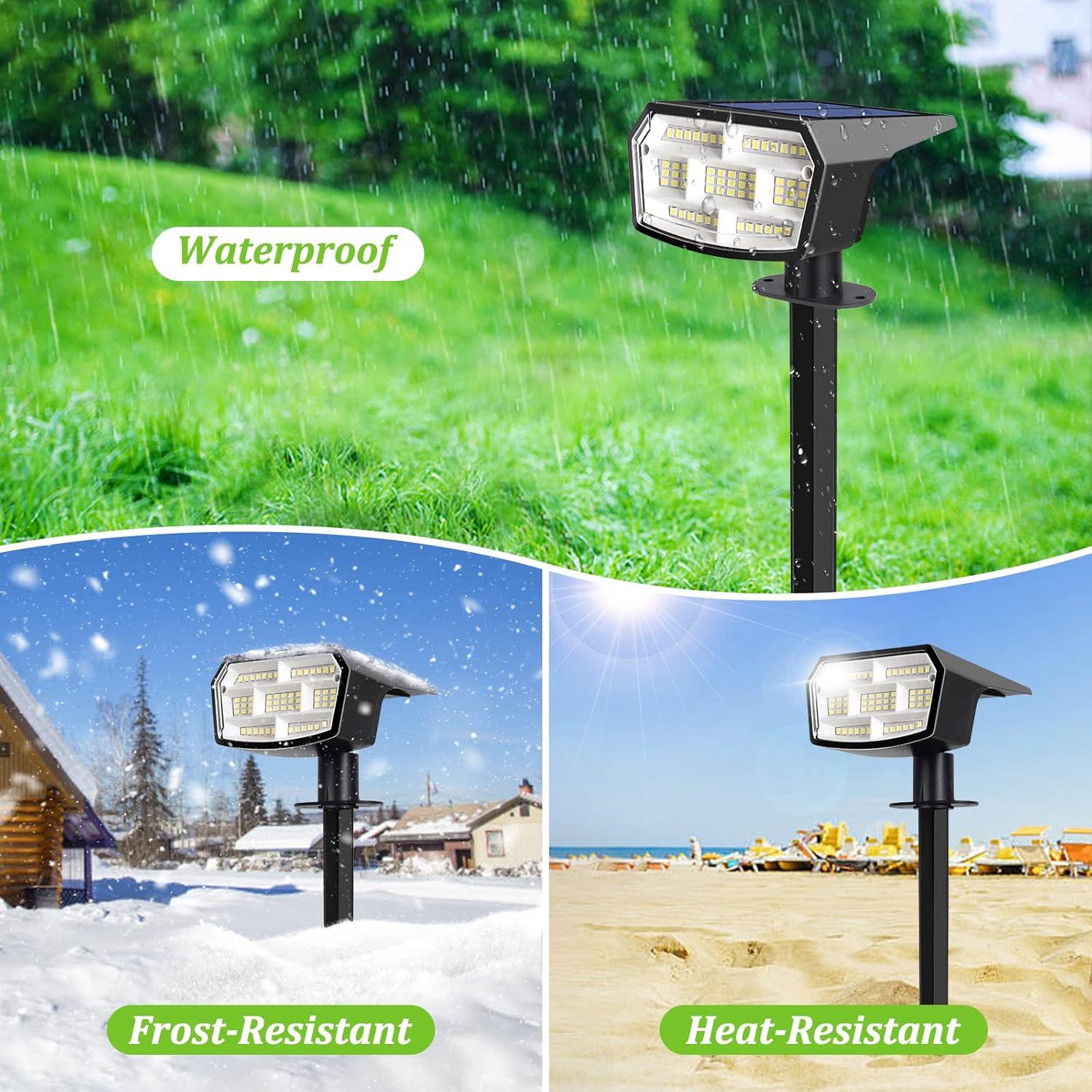 Nordic Hygge 6-Pack Solar Spot Lights Outdoor, 59 LED Solar Lights Outdoor Waterproof, Outdoor Solar Lights for Yard with 3 Lighting Modes