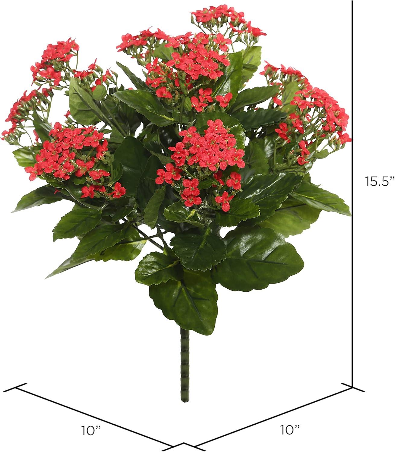 Vickerman 15" Artificial Red Kalanchoe Bush.