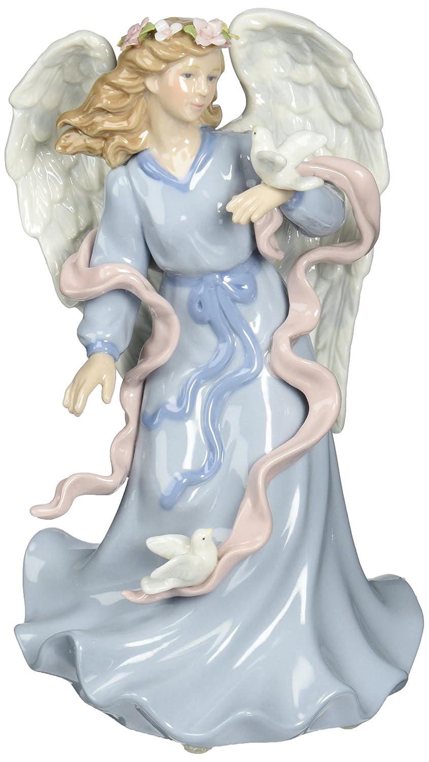 Kevins Gift Shoppe Ceramic Angel Holding Peace Dove Music Box