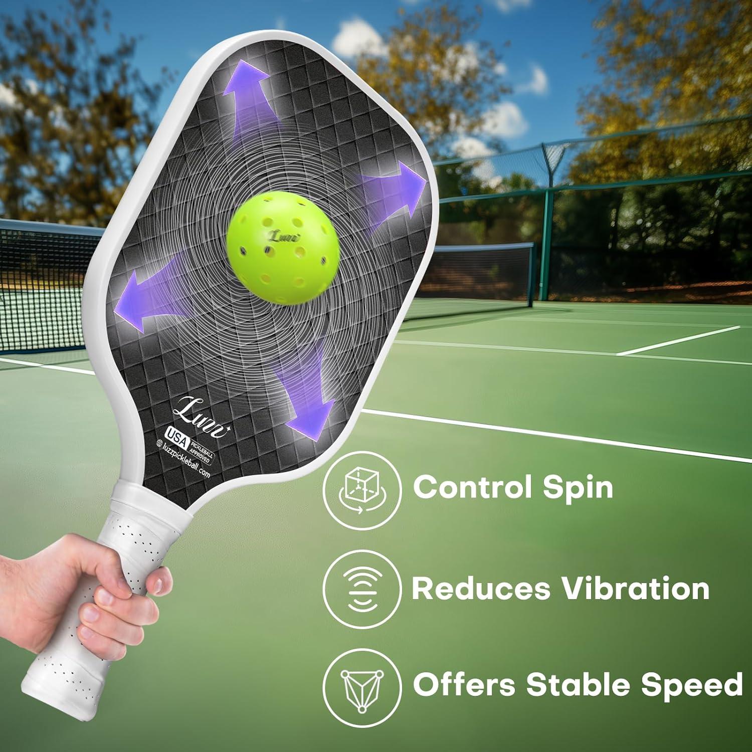 Luzz Pickleball Paddles T700 Carbon Fiber Pickleball Paddle Sandblasted Surface with Honeycomb Core Pickle Ball Rackets for Ultimate Spin & Control