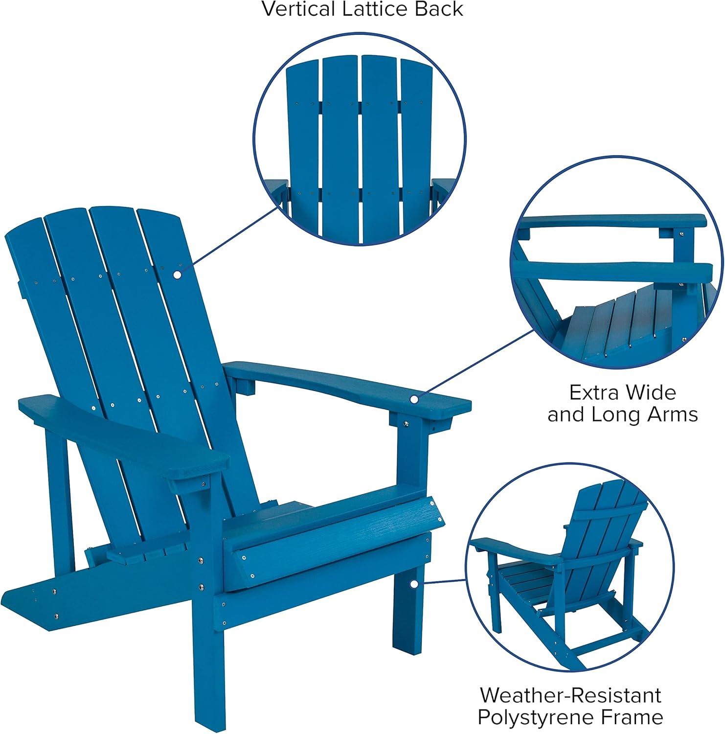 Coastal Blue Poly Resin Adirondack Chair Set with Cushions