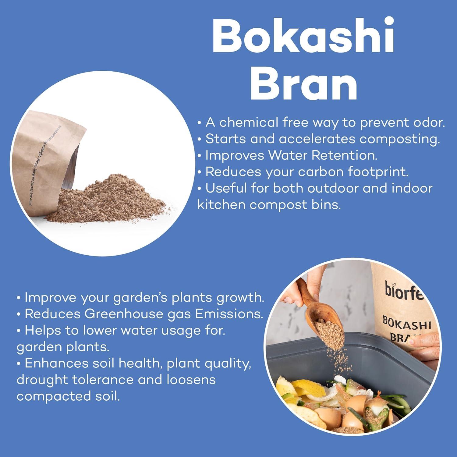 Biorfe Indoor Bokashi Compost Bin, 5.3 Gallons Anthracite Composter Set with 2.2 lbs Bokashi Bran