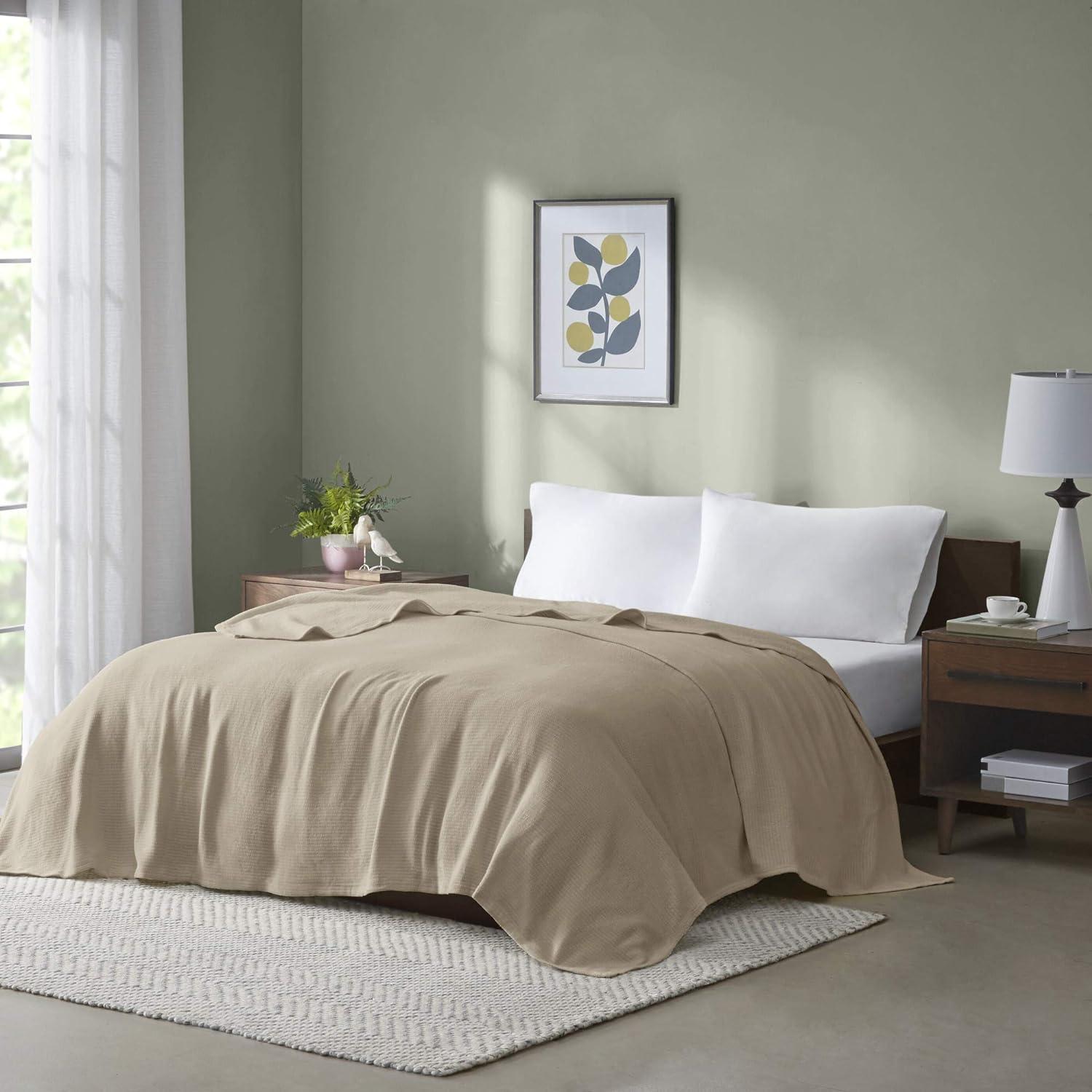 Madison Park Freshspun Basketweave Cotton Blanket