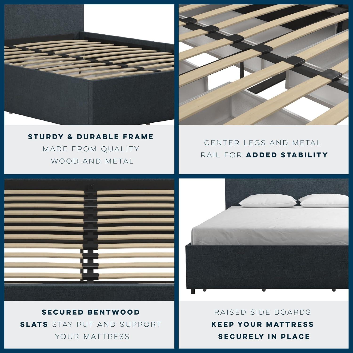 Novogratz Kelly Upholstered Unfinished Platform Storage Bed