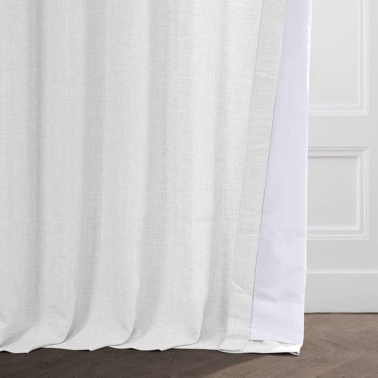 Magnolia Off White Italian Faux Linen Curtain (1 Panel), Magnolia Off White, 50W X 84L