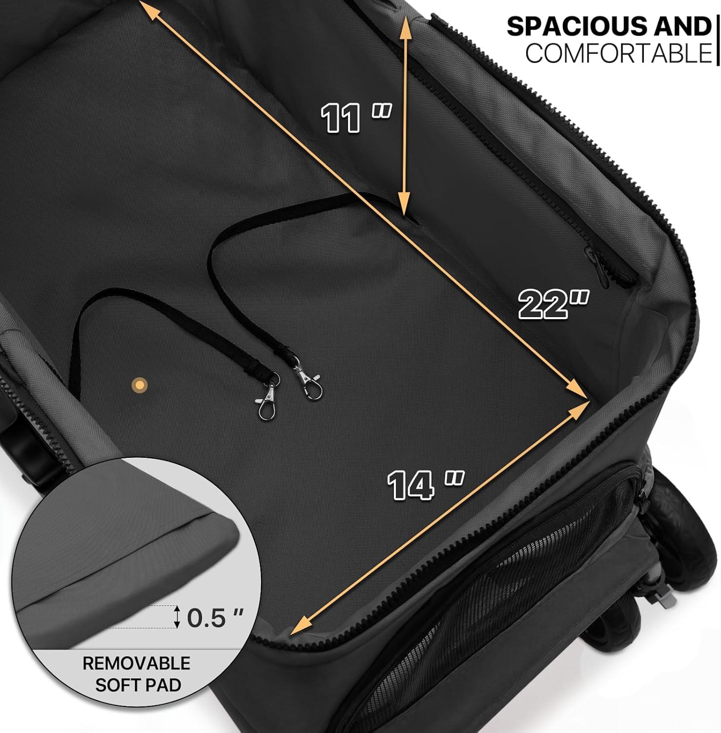 MoNiBloom Folding Pet Stroller, Foldable Dog Jogger Stroller with Detachable Carrier, Basket and Cup Holder