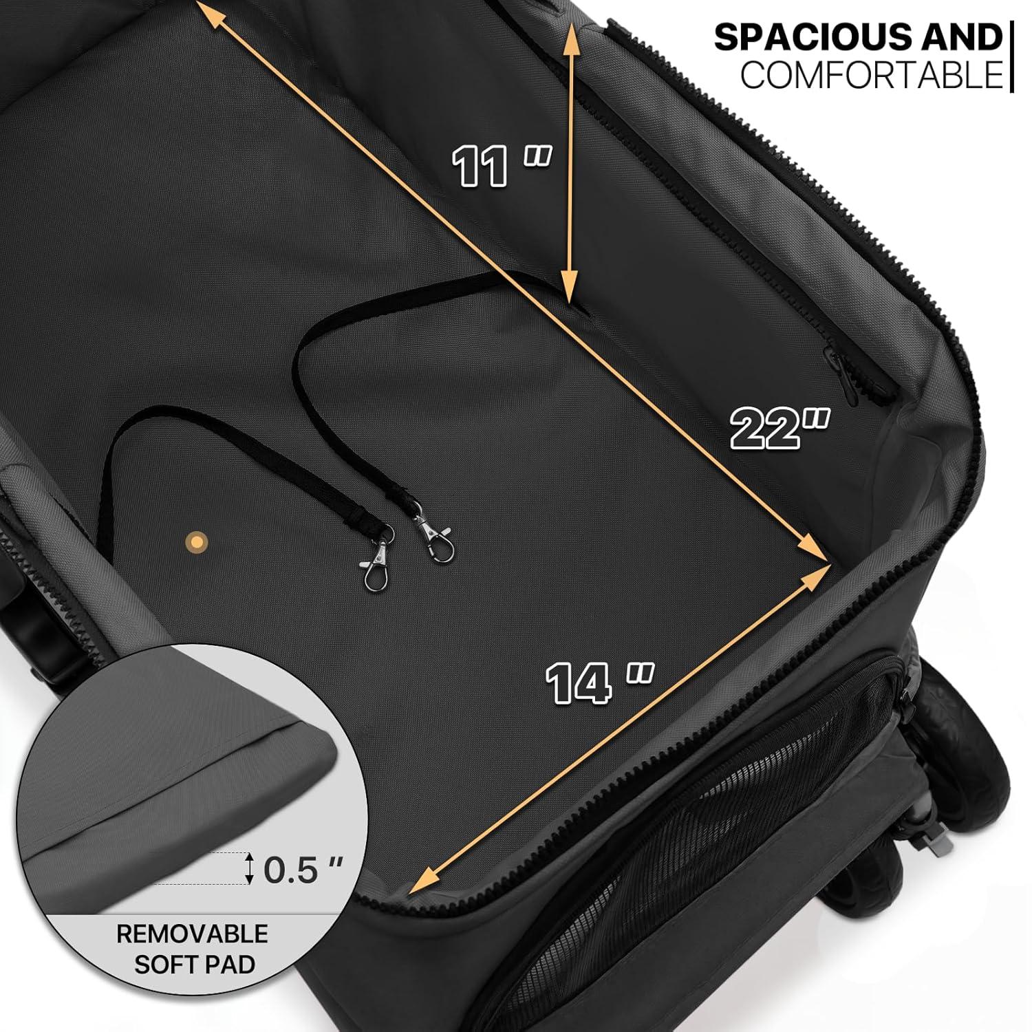 MoNiBloom Folding Pet Stroller, Foldable Dog Jogger Stroller with Detachable Carrier, Basket and Cup Holder