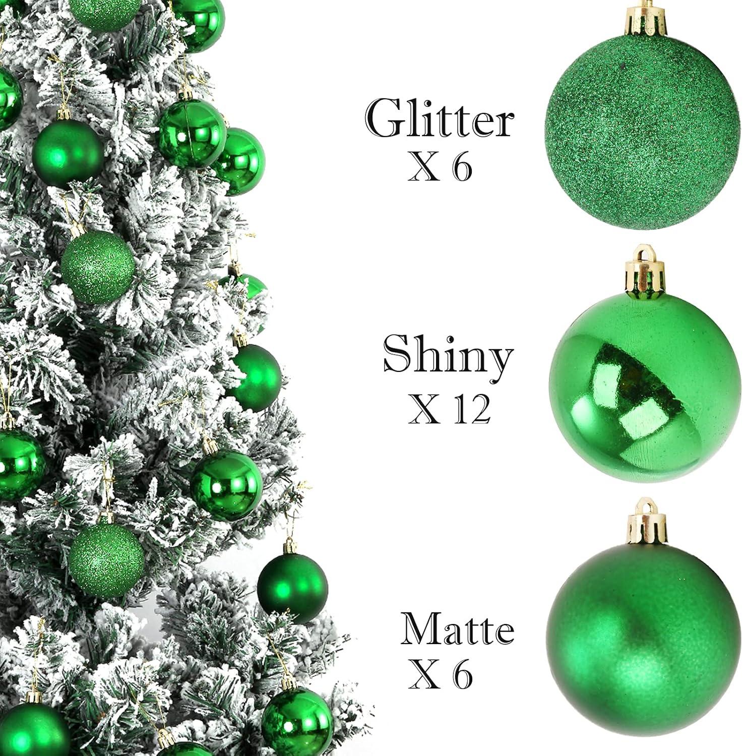 24Pcs Christmas Balls Ornaments for Xmas Christmas Tree - Shatterproof Christmas Tree Decorations Hanging Ball for Holiday Wedding Party Decoration, 1.2inch/1.57inch/2.5inch