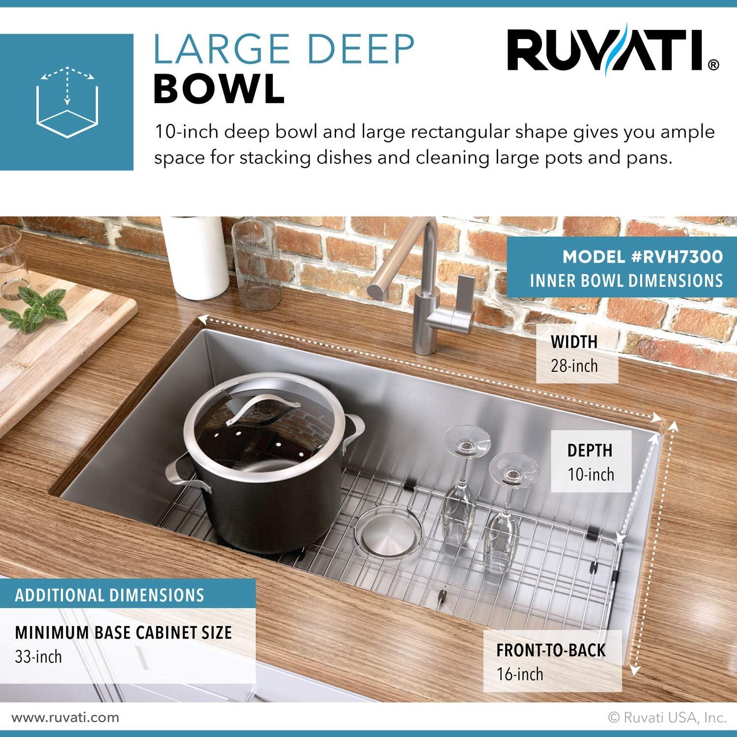 Ruvati 30-inch Undermount 16 Gauge Stainless Steel Rounded Corners Kitchen Sink Single Bowl