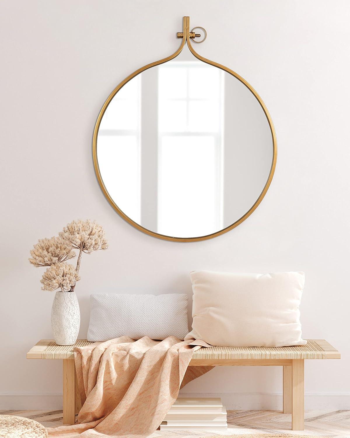 30" x 37" Yitro Metal Framed Wall Mirror Gold - Kate & Laurel All Things Decor