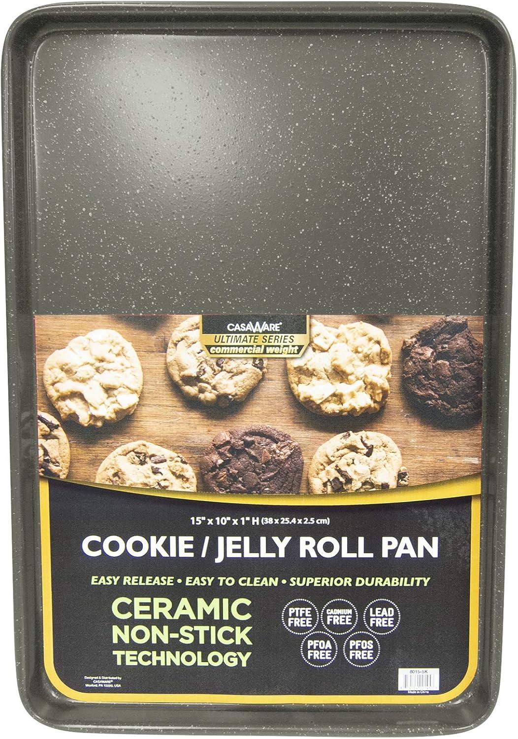 CasaWare 3pc Ultimate Commercial Weight Cookie Sheet Set, Two 15 x 10-Inch Pans, One 13 x 9-Inch-Inch Pan