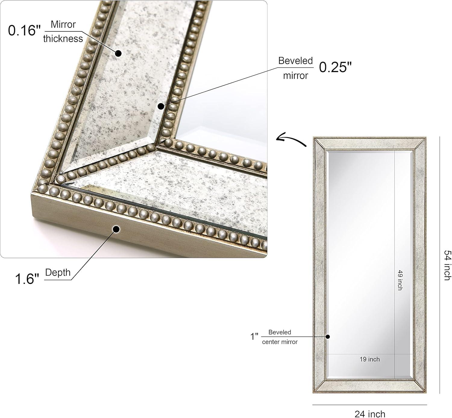 Empire Art Direct Champagne Bead Beveled Mirror, 24" x 54", Ready to Hang